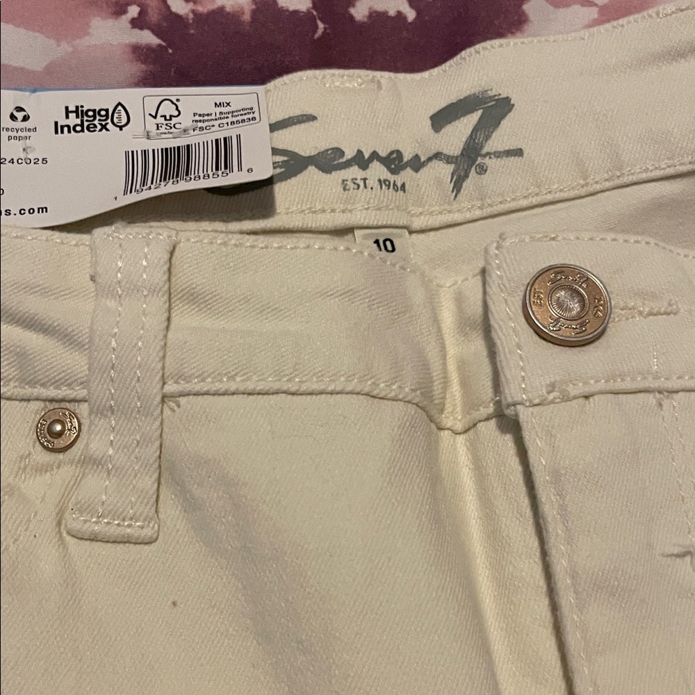 Seven7 Off-White Jeans with Gold Accents
